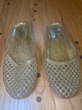 Prima Glitter Jelly Clogs Women’s EU 39 US 8.5 Gold Sparkle Slip On Beach Shoes